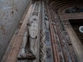 Cathedral of Verona, external Romanesque architecture with bestiaries carved in marble