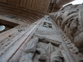 Cathedral of Verona, external Romanesque architecture with bestiaries carved in marble