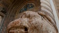 Cathedral of Verona, external Romanesque architecture with bestiaries carved in marble