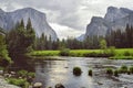 Meadow View over the Merced River to El Capitan and Bridalveil Falls Yosemite National Park