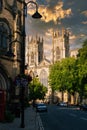 The Cathedral of York and a view of the city at sunset