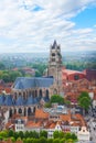 Cathedrale saint Sauveur in the Bruges cityscape