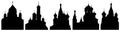 Cathedrals or churches of Moscow in Russia, set of silhouettes. Vector illustration