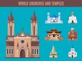 Cathedrals, churches and mosques building vector set