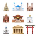 Cathedrals, churches and mosques building vector set