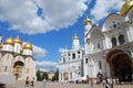 Cathedrals inside the walls of the Kremlin in Moscow on a summers day