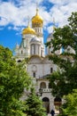 Cathedrals in Moscow Kremlin, Russia. Scenic view of old Patriarch`s Palace Royalty Free Stock Photo