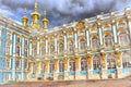 Catherine palace colorful painting, 1756, Pushkin, Tsarskoye Selo Russia.