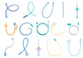 Catheter icons set, cartoon style