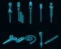 Catheter icons set vector neon