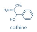 Cathine khat stimulant molecule. Present in Catha edulis khat. Skeletal formula.