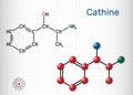 Cathine, norpseudoephedrine, C9H13NO molecule. It is alkaloid, psychoactive drug with stimulant properties. it is found naturally