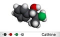 Cathine, norpseudoephedrine, C9H13NO molecule. It is alkaloid, psychoactive drug with stimulant properties. it is found naturally