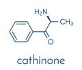 Cathinone khat stimulant molecule. Present in Catha edulis khat. Skeletal formula.