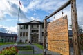 Cathlamet, Washington, USA - October 22, 2023: The historic plaque hanging at the Wahkiakum County Courthouse