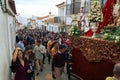 Catholic believers carrying the stature of the saint Catherine.