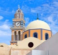 Catholic Cathedral Church of Saint John the Baptist in Fira on Santorini, Cyclades, Greece Royalty Free Stock Photo