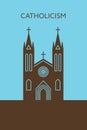 Catholic cathedral icon. Christianity building