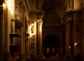 Catholic Cathedral interior enlighted by the late sun