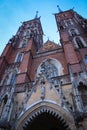 The Catholic Cathedral of St. John the Baptist in WrocÃâaw, Poland. Gothic church with Neo-Gothic additions