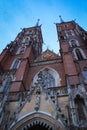 The Catholic Cathedral of St. John the Baptist in WrocÃâaw, Poland. Gothic church with Neo-Gothic additions