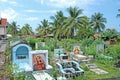 Catholic cemetery with gravestones, Indonesia