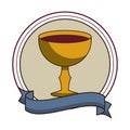 Catholic chalice with wine round emblem