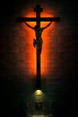 Catholic Christian Crucifix in silhouette, with tabernacle under Royalty Free Stock Photo