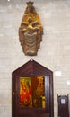 The sculpture. Catholic church of the Annunciation in Nazareth, Izrael. Indoor, artistic and architecture detail Royalty Free Stock Photo