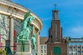 Catholic church behind botanical garden in Brussels, Belgium Royalty Free Stock Photo