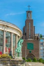 Catholic church behind botanical garden in Brussels, Belgium Royalty Free Stock Photo