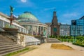 Catholic church behind botanical garden in Brussels, Belgium Royalty Free Stock Photo