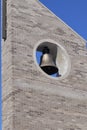 bell tower with closeup of brass bell Royalty Free Stock Photo