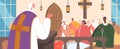 Catholic Church With Characters Gathered And A Priest Leading The Service. Essence Of Faith, Spirituality, And Community Royalty Free Stock Photo