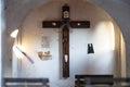 Catholic church cross detail indoors