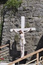 Catholic Church details in Hercules Square from Baile Herculane Resort in Romania Royalty Free Stock Photo