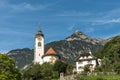 Catholic church in Fluelen on Lake Lucerne, Canton of Uri, Switzerland Royalty Free Stock Photo