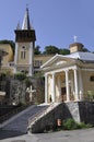 Catholic Church in Hercules Square from Baile Herculane Resort in Romania Royalty Free Stock Photo