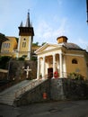 Catholic Church in Hercules Square  - Baile Herculane, Romania Royalty Free Stock Photo