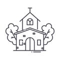 Catholic church icon, linear isolated illustration, thin line vector, web design sign, outline concept symbol with Royalty Free Stock Photo