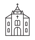 Catholic church icon vector in line style. The Gothic church sign