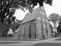 Catholic church in Koden. Artistic look in black and white Royalty Free Stock Photo