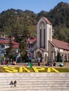 Catholic Church and Main Square, Sapa Town, Lao Cai, Vietnam