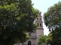 catholic church in Morelia, Mexico, view from a park Royalty Free Stock Photo