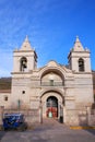 Catholic church at Plaza de Armas in Chivay, Peru Royalty Free Stock Photo