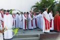 Catholic church priests attend a Palm Sunday mass Royalty Free Stock Photo