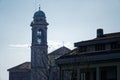 Catholic church, Robecco sul Naviglio, Milan province, Italy, 13 March 2018: Old Catholic church with bell tower