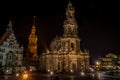 Catholic Court Church Katholische Hofkirche in the center of old town in Dresden at night Royalty Free Stock Photo