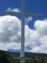 Catholic cross on a hilltop on the island of Taveuni Fiji in the Pacific ocean