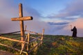 Catholic cross on a mountaintop